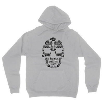 Kitten Skull Black Fleece Pullover Hoodie Hoodie kite.ly S Light Grey Marble Fleece