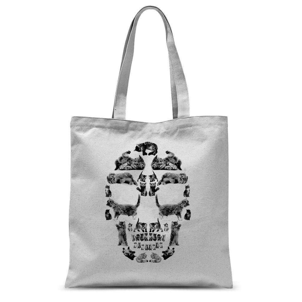 Kitten Skull Black Tote Bag Bag kite.ly 15"x16.5" 