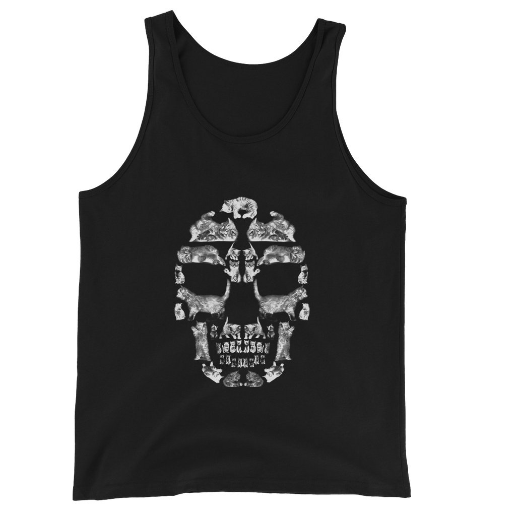 Kitten Skull White Unisex Jersey Tank Top Tank Top kite.ly S Black